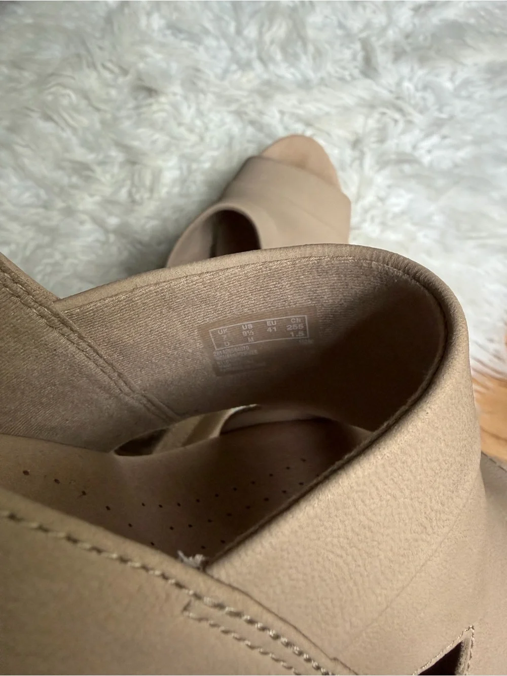 Clarks Annadel Ivory Beige/Tan Cork Platform Wedge Sandals